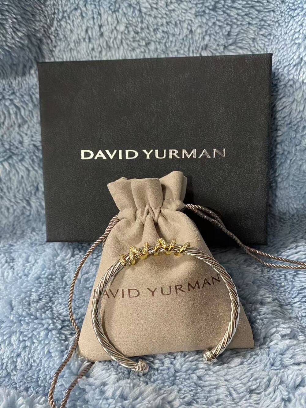 David Yurman Two Tone Cable Twist Bangle Bracelet
